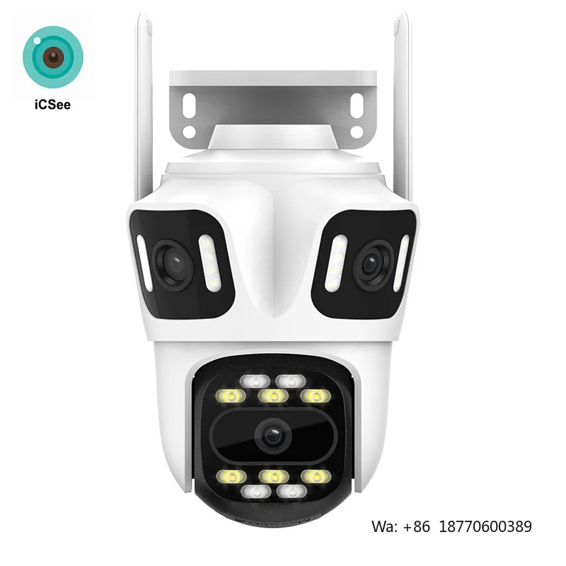 4K 8MP Outdoor IP WiFi Triple Lens Screen Security PTZ Auto Tracking Multi-Lens Wireless CCTV Camera Surveillance ICSEE