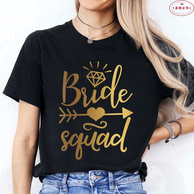 2026Bride Squad Tribe Matching T-Shirts for Women Bachelorette Hen Party Tops Romantic Wedding Bridesmaid Group Casual Harajuku Tees