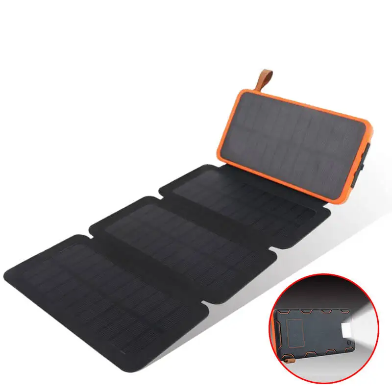 20000mAh Solar Charger Outdoor Portable External Battery Charger with LED Light for Camping Hiking