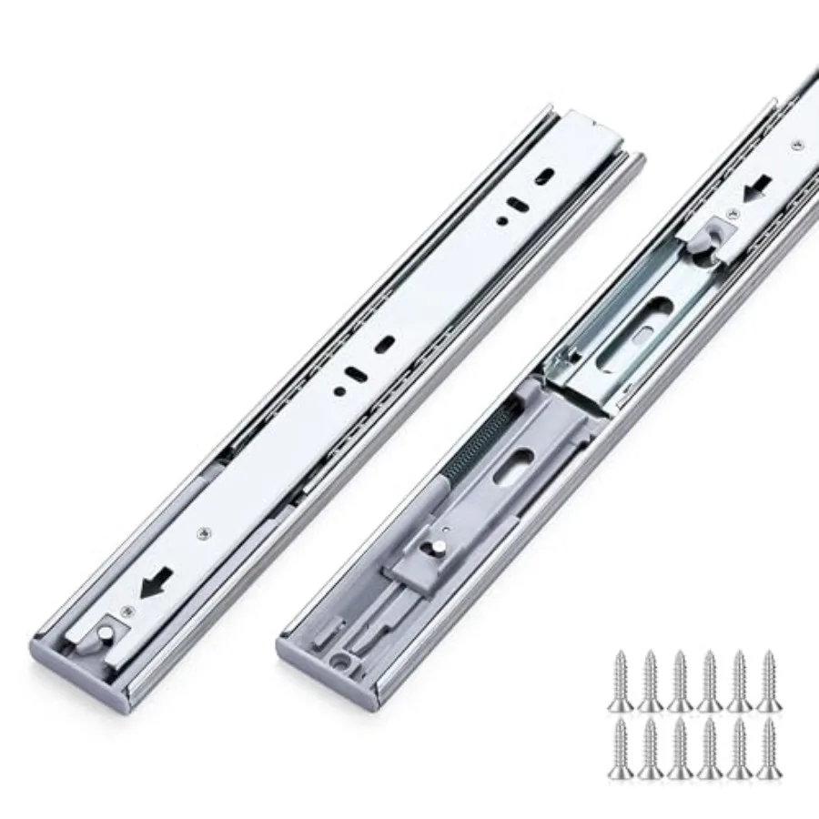 

Pairs Soft Close Heavy Duty Metal Ball Bearing Full Extension Dresser Drawer Slides - Side Mount Silver