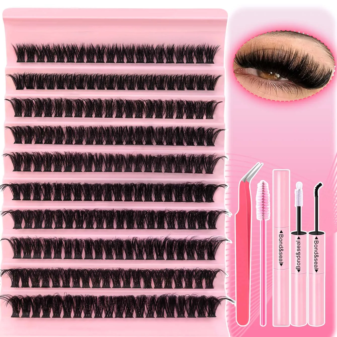 200PCS-100D selbstklebende D-Curl-Falsche Wimpern zum Selbermachen zu Hause und perfekt für alle festlichen Anlässe