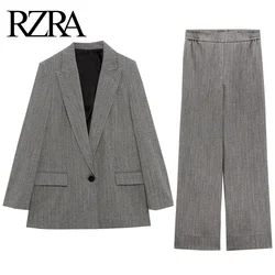 RZRA original women's clothing 2024 autumn and winter new herringbone twill loose suit jacket casual trousers two-piece suit