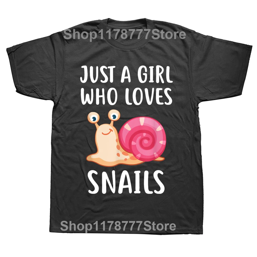 Funny Just A Girl Who Loves Snails Cute Snail Girl T Shirts Cotton Streetwear Short Sleeve Birthday Gifts T-shirt Mens Clothing