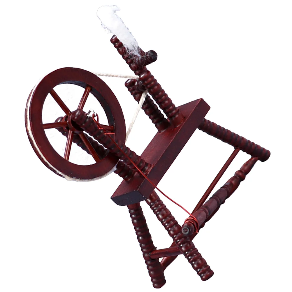 Mini Old Spinning Wheel Simulation Model Adornment House Decoration DIY Accessories Accessory