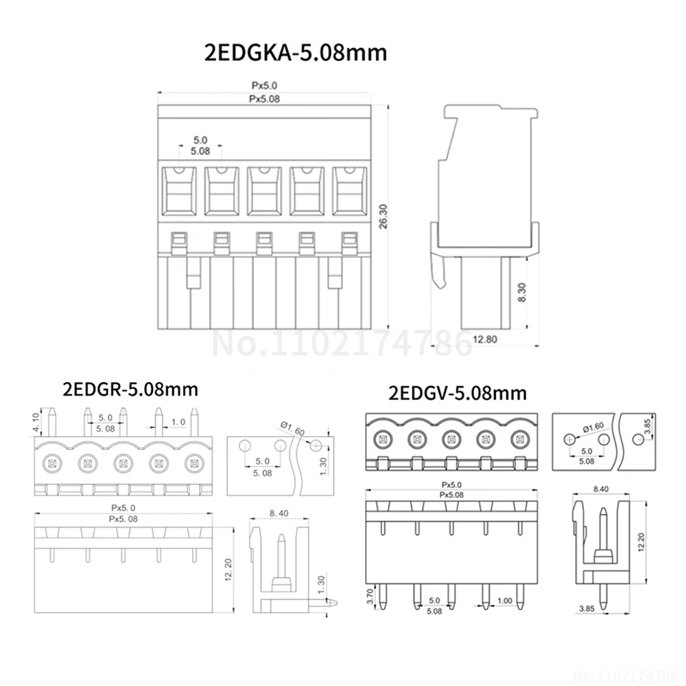 (1 Set) KF 15EDGKA 15EDGV 15EDGR - 5.08mm pluggable PCB terminal block plugs and sockets vertical 90° side-entry 2EDGKA/V/R 5.08