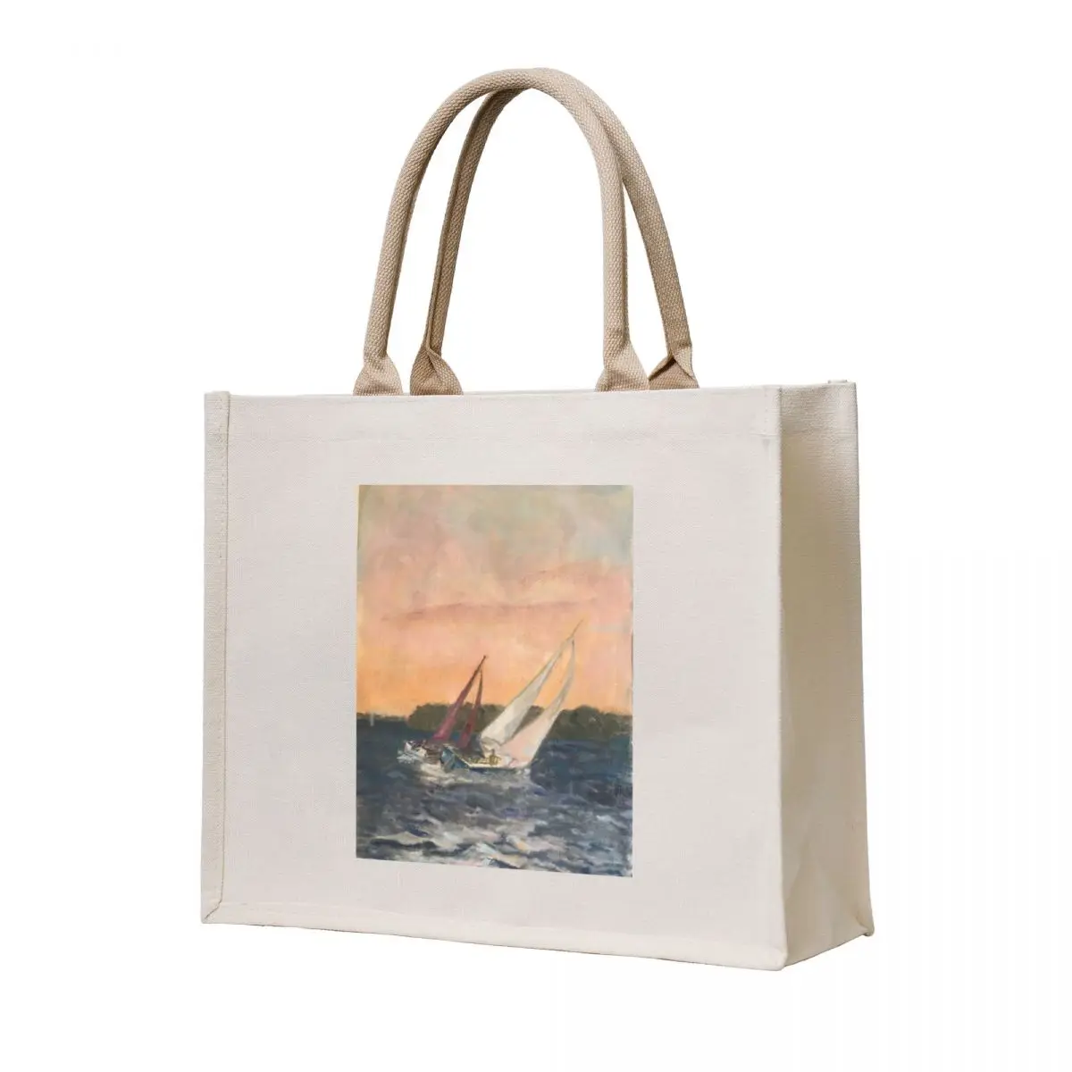 

Windy Sunset Sailing Tote Bag hand bag ladies shopping bags foldable Women's tote bag