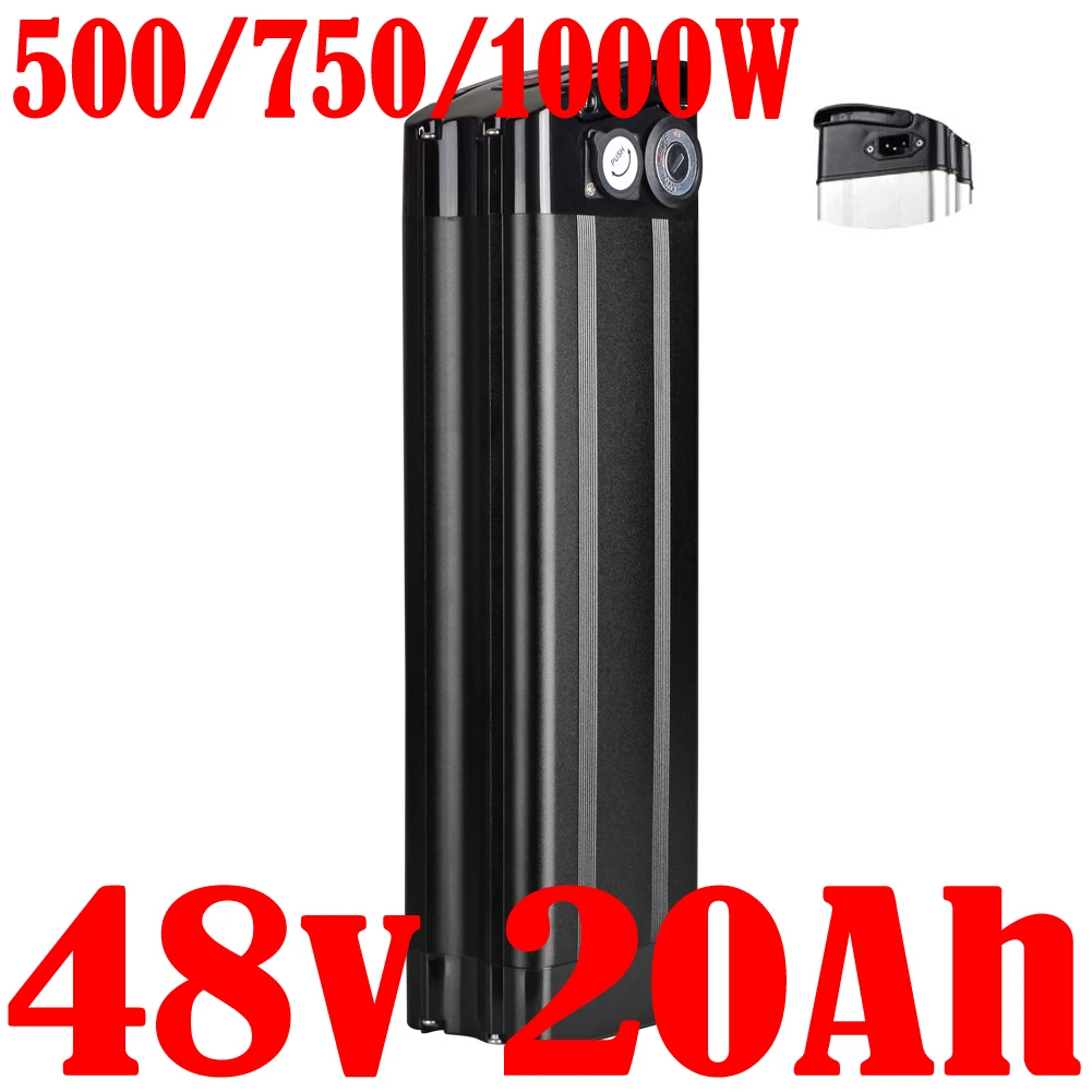 

48V 20AH 18AH 15AH 13AH 12AH 10AH Silver Fish Lithium ion Electric Bike Bicycle 18650 Cell 48V 1000W 750W 500W eBike Battery