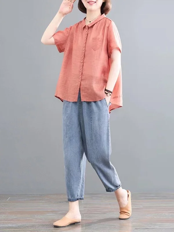 Koreaanse Sle Plus Size Verborgen Retro Tweedelige Set Casual Katoen Linnen Top Plus Denim Jeans Zomer Nieuwe Vrouwen faion Set