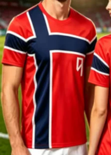 Men Women Norway Haaland No.9 Soccer Jersey Norway Cross Flag Print Quick Dry Short Sleeve Football Fan Training Sports T Shirt