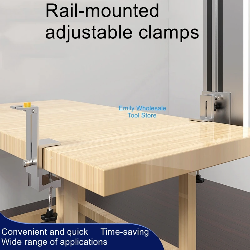 The adjustable track clamp is designed to fit a variety of tables and tracks