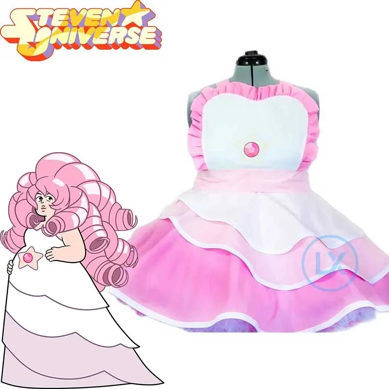 

Anime Steven Universe Cosplay Costume Rose Quartz Lolita Kimono Dress Sleeveless Maid Dress Full Sets Female Halloween Gift