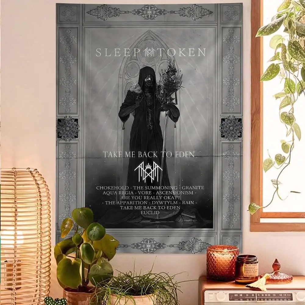S-Sleep T-Token Popular Band Printed Large Wall Tapestry Indian Buddha Wall Decoration Witchcraft Bohemian Hippie Wall Art Decor
