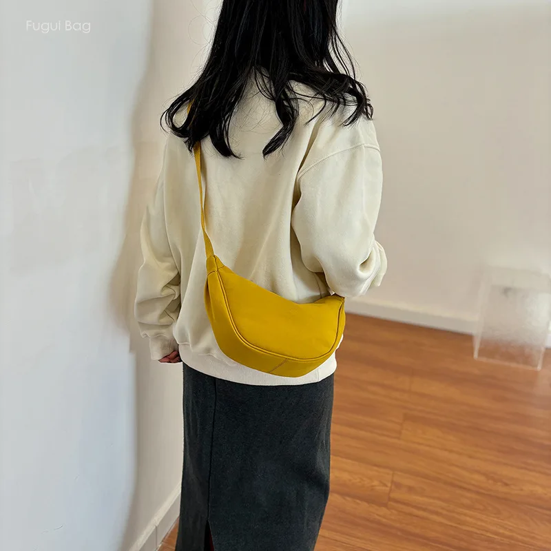 Women's Dumpling Bag Single Shoulder Crossbody Bag Fashionable Casual Versatile Solid Color Simple Student Commuting