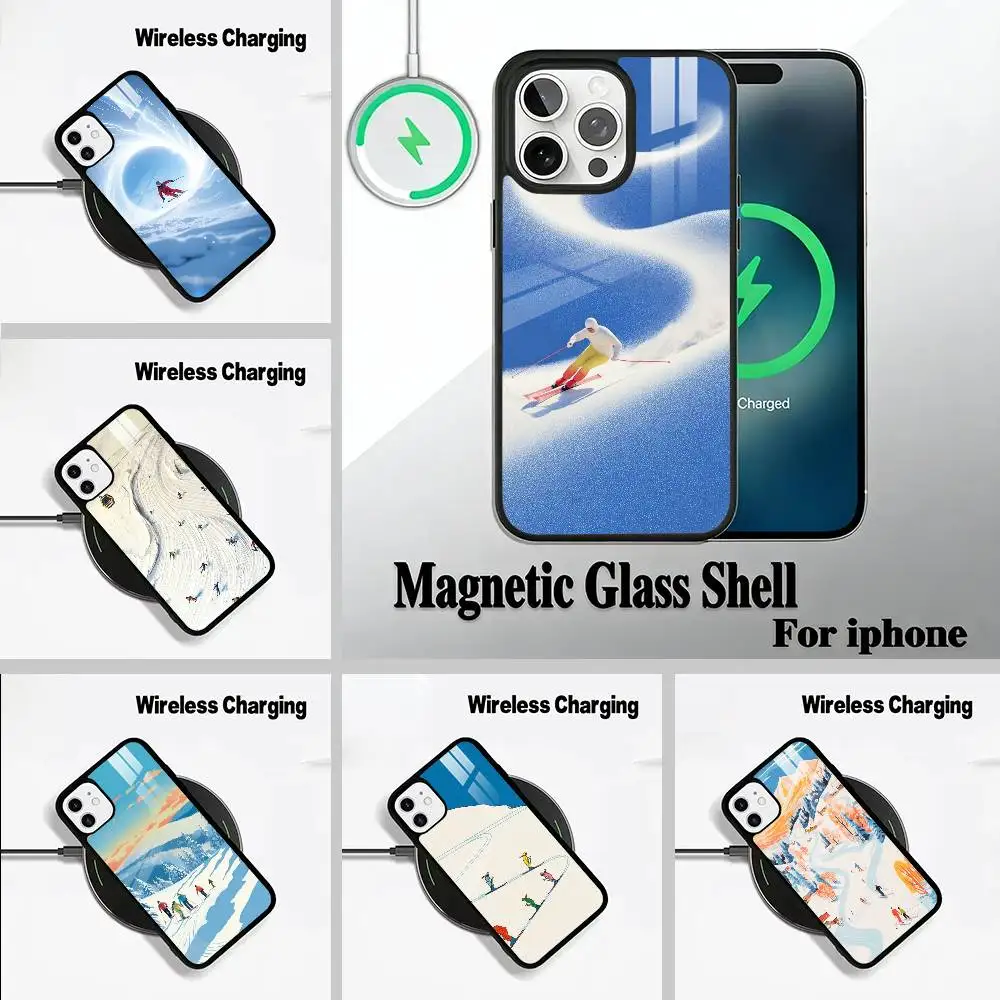 

ski slope &ski running Wireless charging phone case compatible with iPhone 17/16/15/14/13/12/11