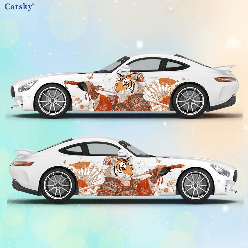 

Наклейки на автомобиль с изображением тигра с мечом и гейши, самоклеящиеся, из водонепроницаемого и устойчивого к царапинам ПВХ, аксессуар для автомобиля, подарок