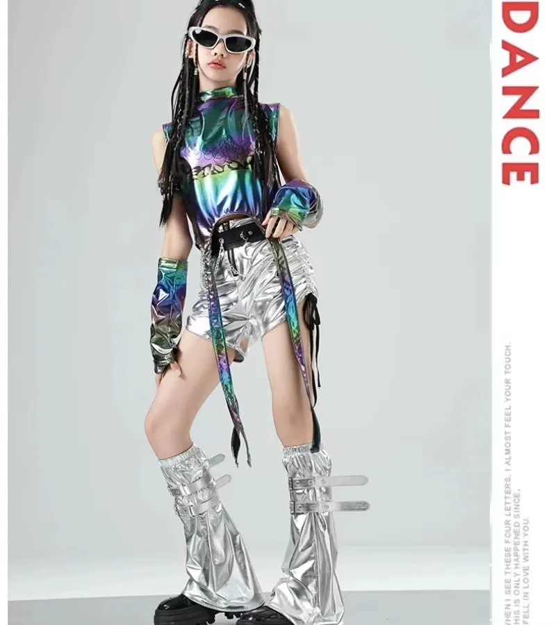 زي أداء رقص الجاز للأطفال، شريط ليزر، المنصة الجميلة والرائعة للفتيات، زي أداء مجموعة الفتيات #1