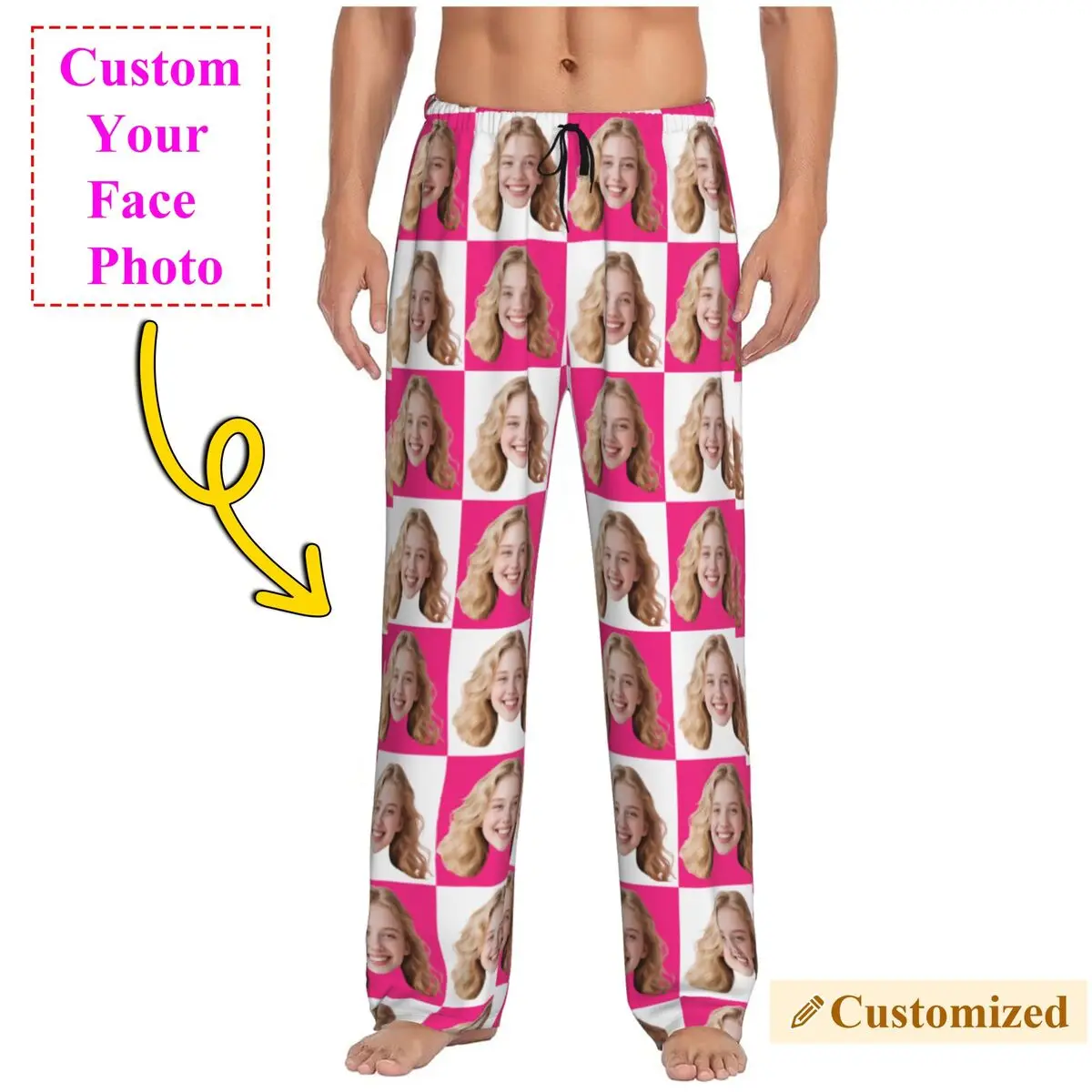 

Мужские пижамные штаны с индивидуальным фото на заказ, одежда для сна с принтом на заказ, низ с карманами