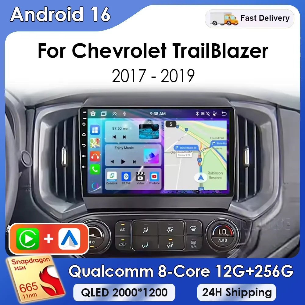 Radio para Auto Android 16 para Chevrolet TrailBlazer 2017 - 2019 S10 Colorado para Isuzu, Navegación BT QLED DSP 5G WIFI Multimedia 2DIN