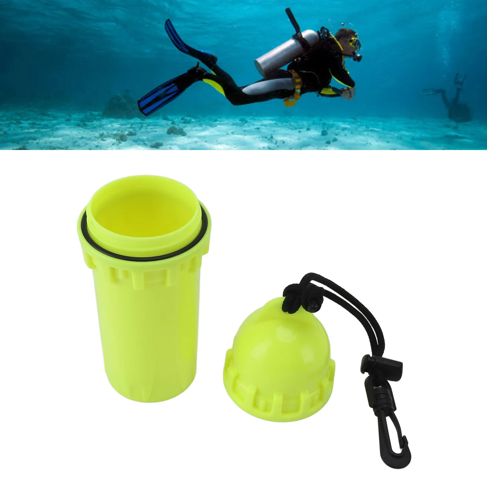 Scuba Diving Snorkeling Dry Box Underwater Waterproof Cylindrical Dry Box With Clip