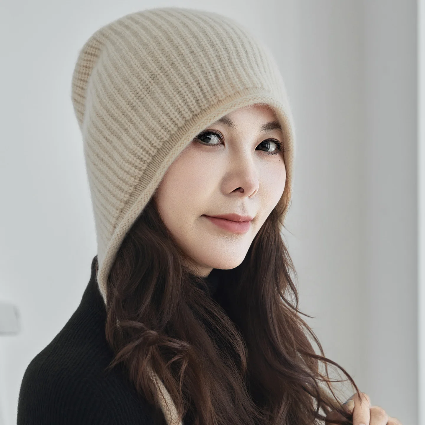 MVLYFLRT High Quality Cashmere Thickened Split Knitted Hat Men's Women's Warm Ear Protection Autumn Winter Roll-Edge Knitwear...