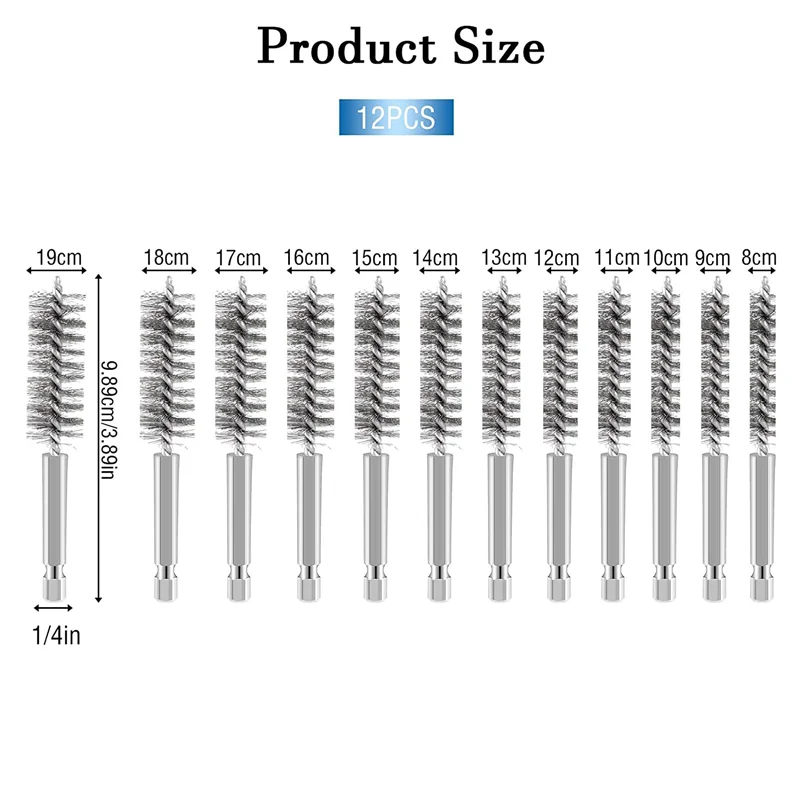 12 шт., щетки из нержавеющей стали для дрели