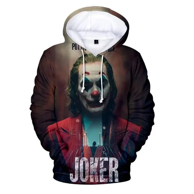 3D Printed Hooded Children Retro Long Sleeve Joker Resurrected Series Hooded Sweatshirt 3D Digital Printed Mask Width