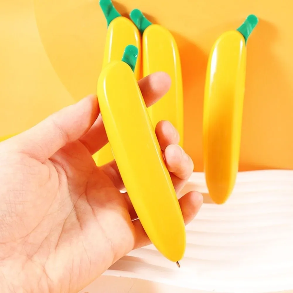 

1pc Home Cute Banana Shape Ballpoint Pen Yellow Plastic Writing Ballpoint Pens Black Ink Fun Fruit Pencil Office