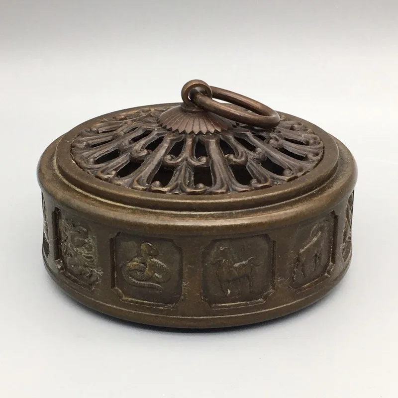 Retro Chinese Qing Qianlong Period Zodiac Incense Burner Antique Collection Craft Ornament Home Zen Decor