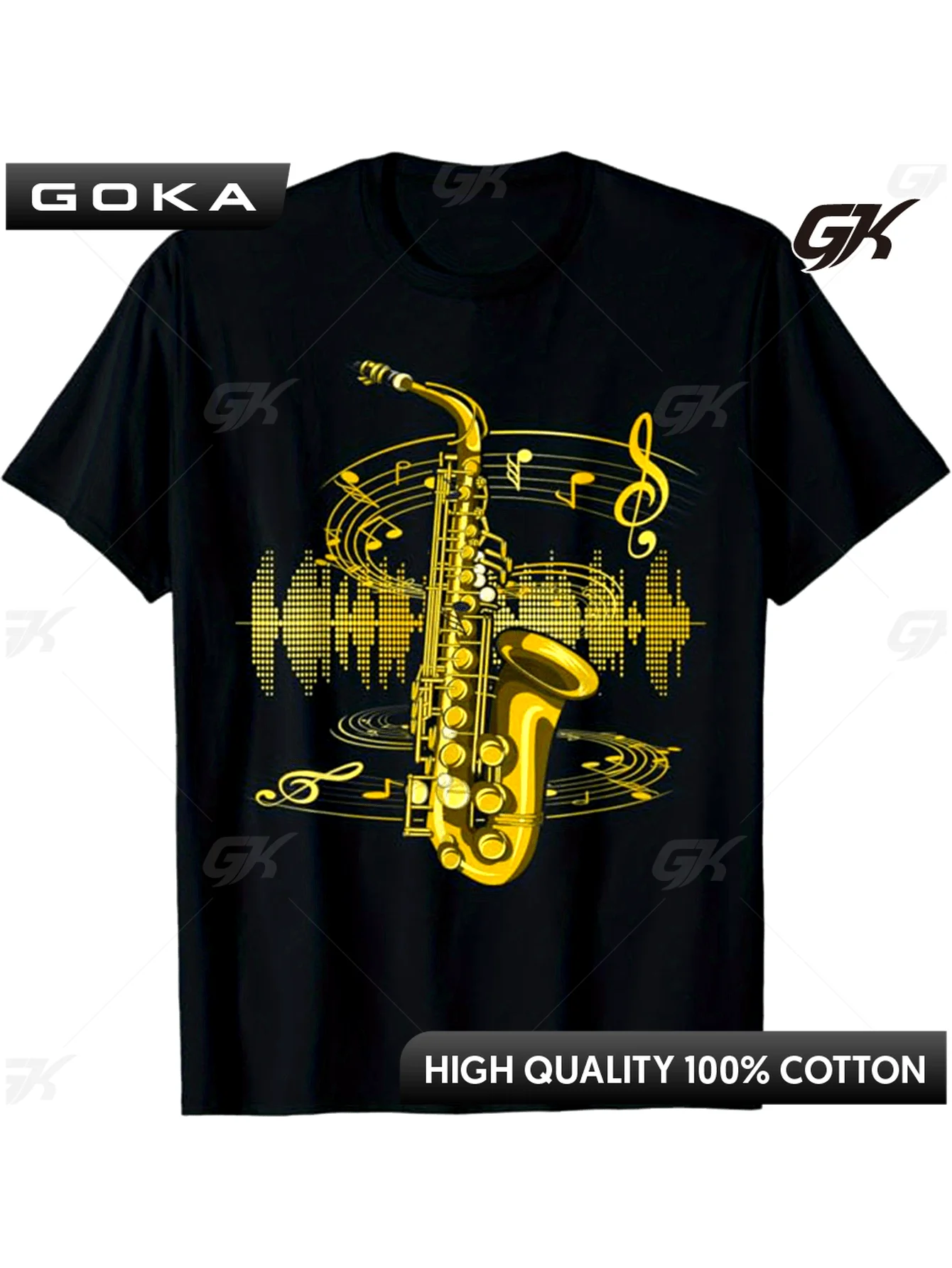

Men's Cotton Jazz Graphic T Shirt Crew Neck Tee for Outdoor Wear, Saxophone Style Gift for Him, Casual Top ropa de hombre
