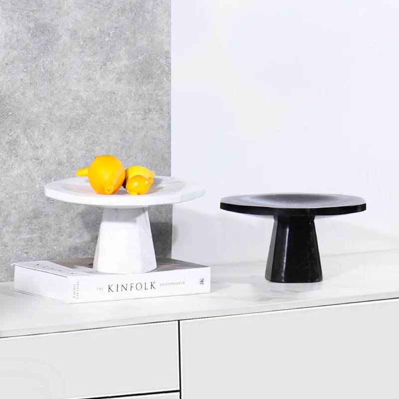 Marble Pedestal Fruit Bowl Decorative Storage Stand for Living Room Coffee Table Kitchen Home Decor High End Ornament Tabletop