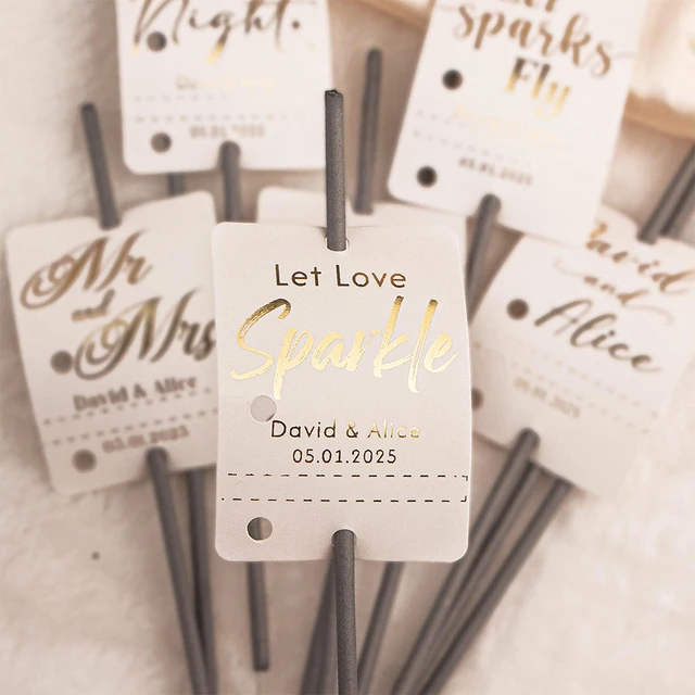 Spersonalizowane 50 sztuk Ślubne znaczniki Sparkler Let Love Sparkle Niestandardowa etykieta DIY Urodziny Rocznice Nowy Rok Fajerwerki Tagi