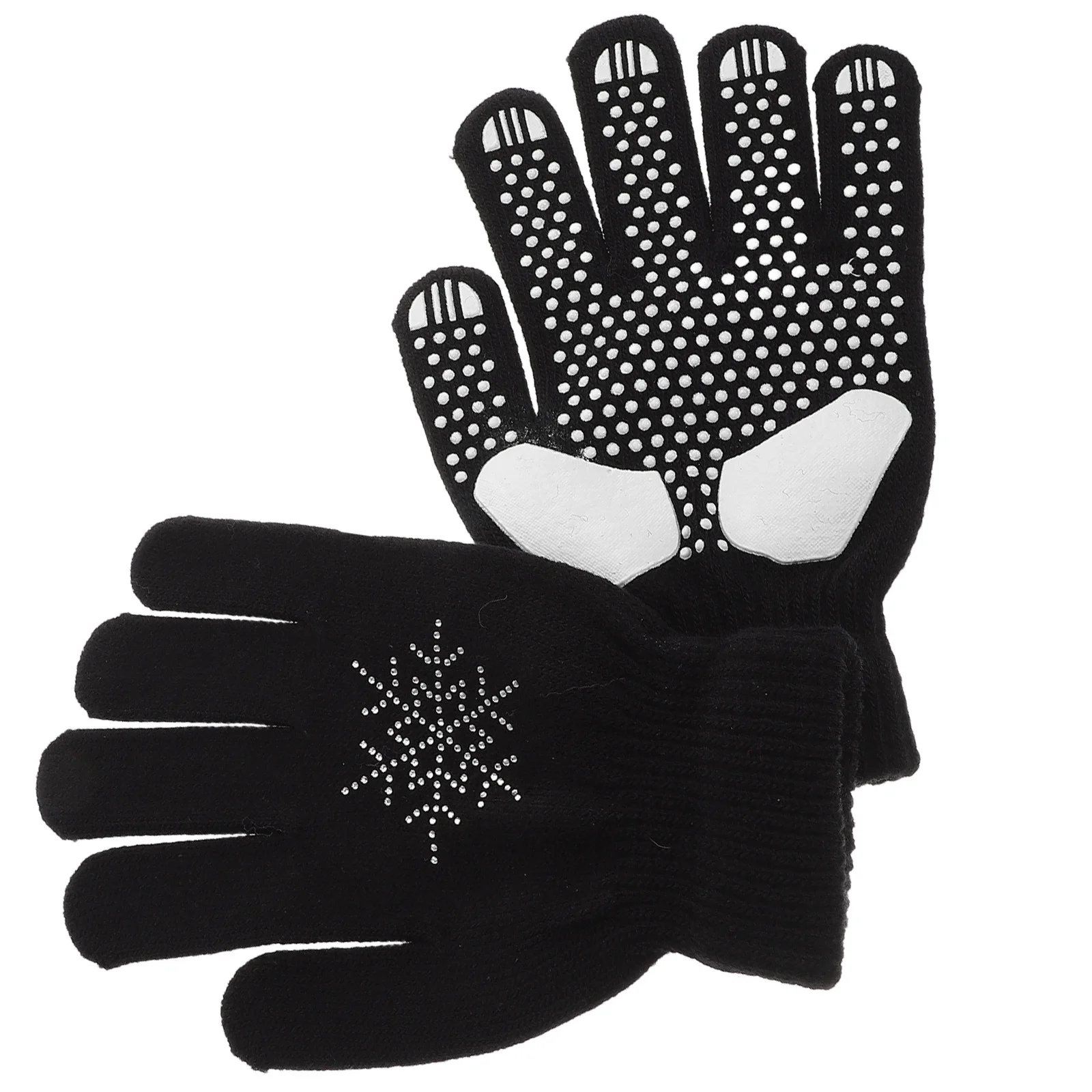 

Winter Warm Ice Skating Gloves Snowflake Rhinestone Anti-Slip Ski Gloves Figure Skating Accessories Cold Weather Outdoors