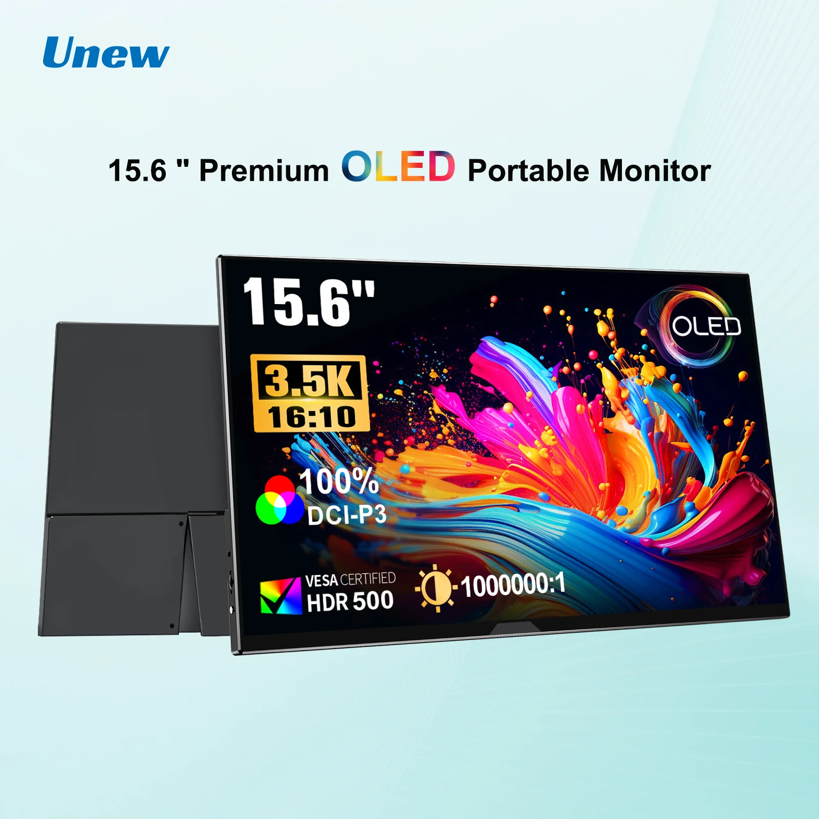 15,6-Zoll 3,5K OLED Tragbarer Monitor Typ-C HDMI Reise-Externer Bildschirm VESA-Montierbar für Laptop PC PS5 Switch