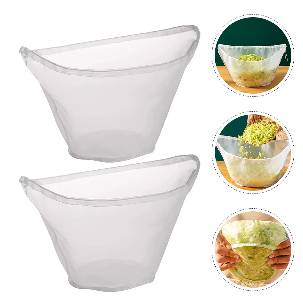 3Pcs Reusable Nylon Dumpling Filling Water Squeezer Straining Bag for Home Cooking Vegetable Juice Soy Milk Filtration Fine Mesh