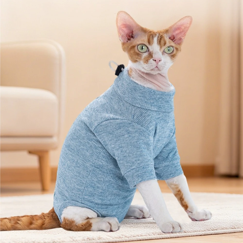 Breathable Cat Recovery Suit, Comfortable Indoor Pet Clothes with Hidden Zipper, Easy on/Off Post-Spay Kitten Shirt