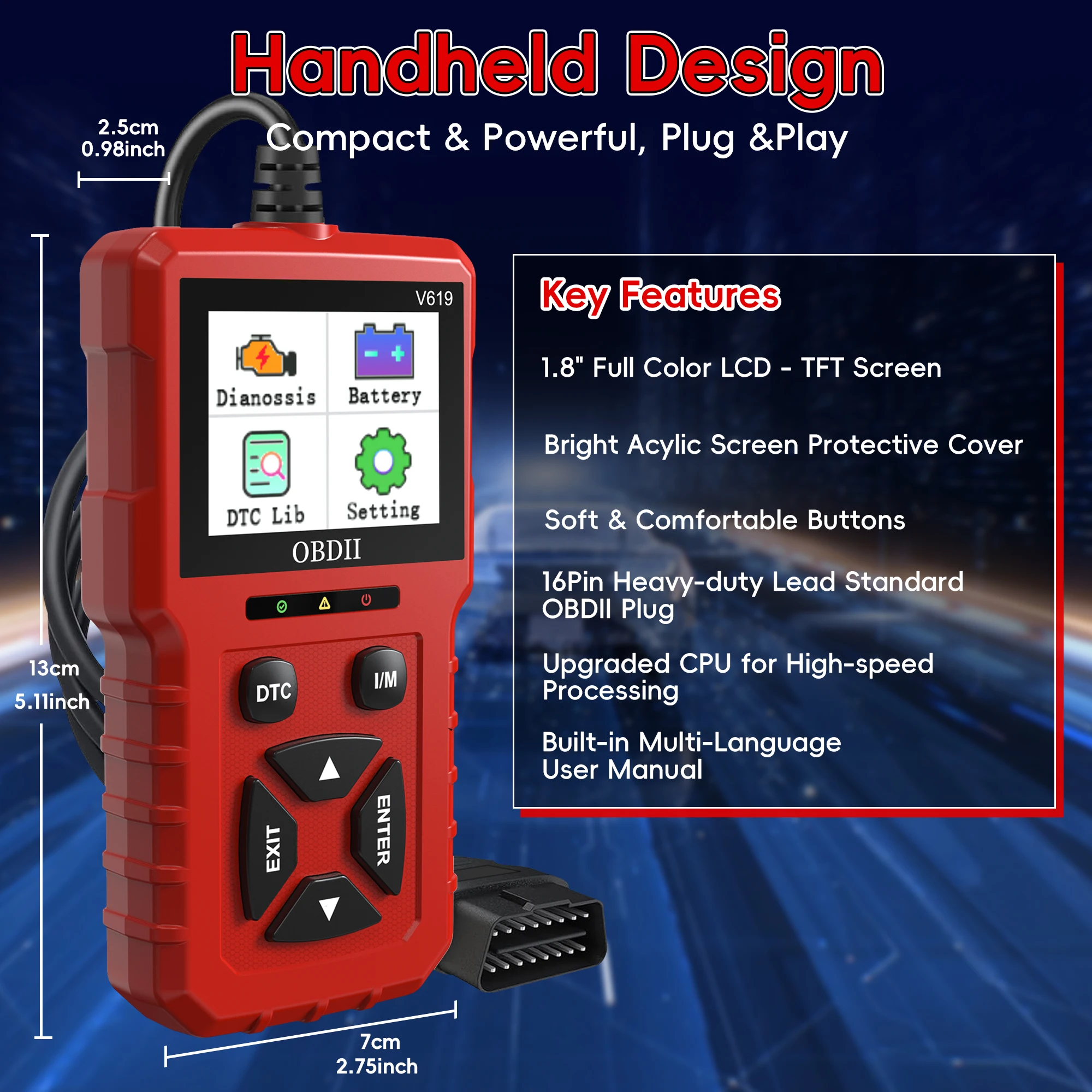 Car Code Reader and Reset Tool Scanner for Car Obd2 Scanner Diagnostic Tool Vehicle Code Reader Auto Check Engine