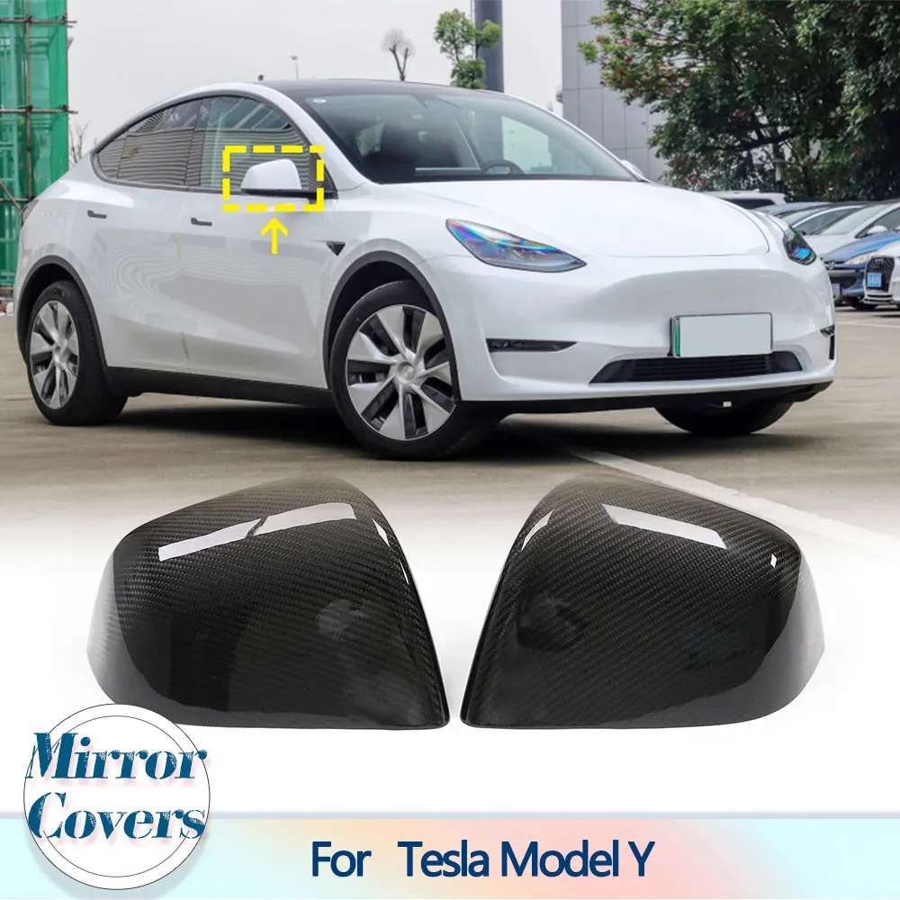 

Car Rearview Mirror Covers Caps for Tesla Model Y Sedan 4-Door 2019-2021 Prepreg Dry Carbon Add ON Side Mirror Caps Shell