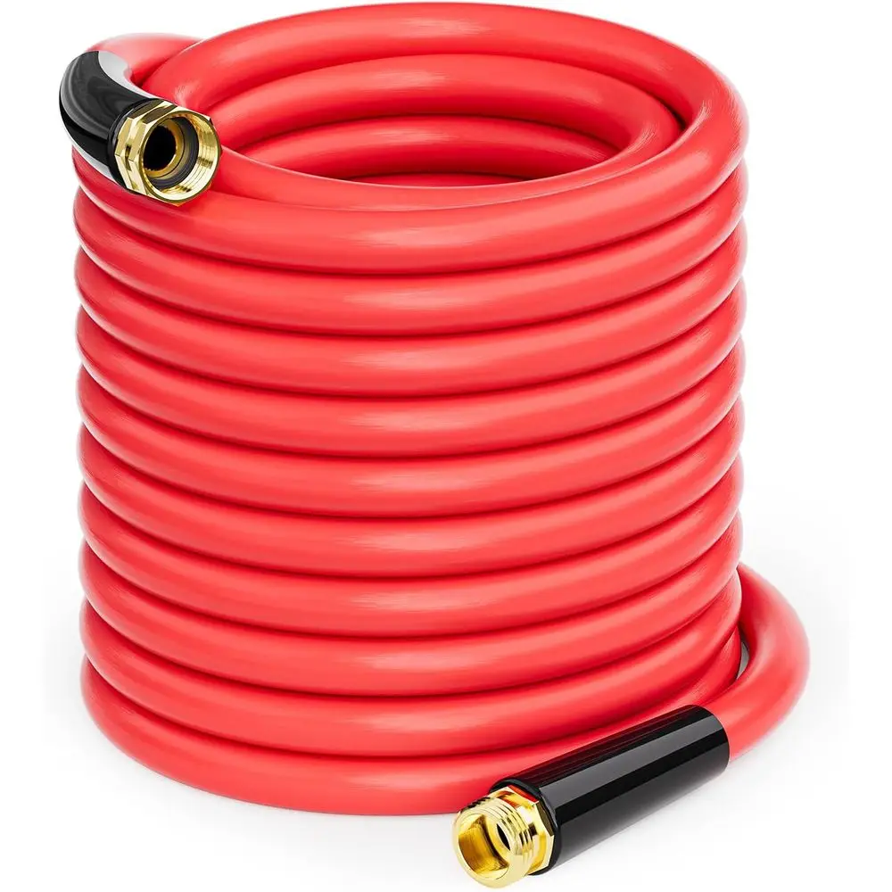 

Резиновый садовый шланг 5/8 дюйма X 75 футов, шланг для горячей/холодной воды -50 ℉ до 190 ℉ , Гибкий легкий, сверхпрочный красный шланг для воды с бюстгальтером 3/4 дюйма