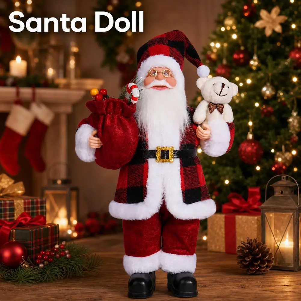 Riesige 30cm Weihnachtsmann-Plüschpuppe Weiche Weihnachtsdekoration Christbaumschmuck Party-Deko für Garten und Zuhause Neujahrsgeschenk – Detail 7