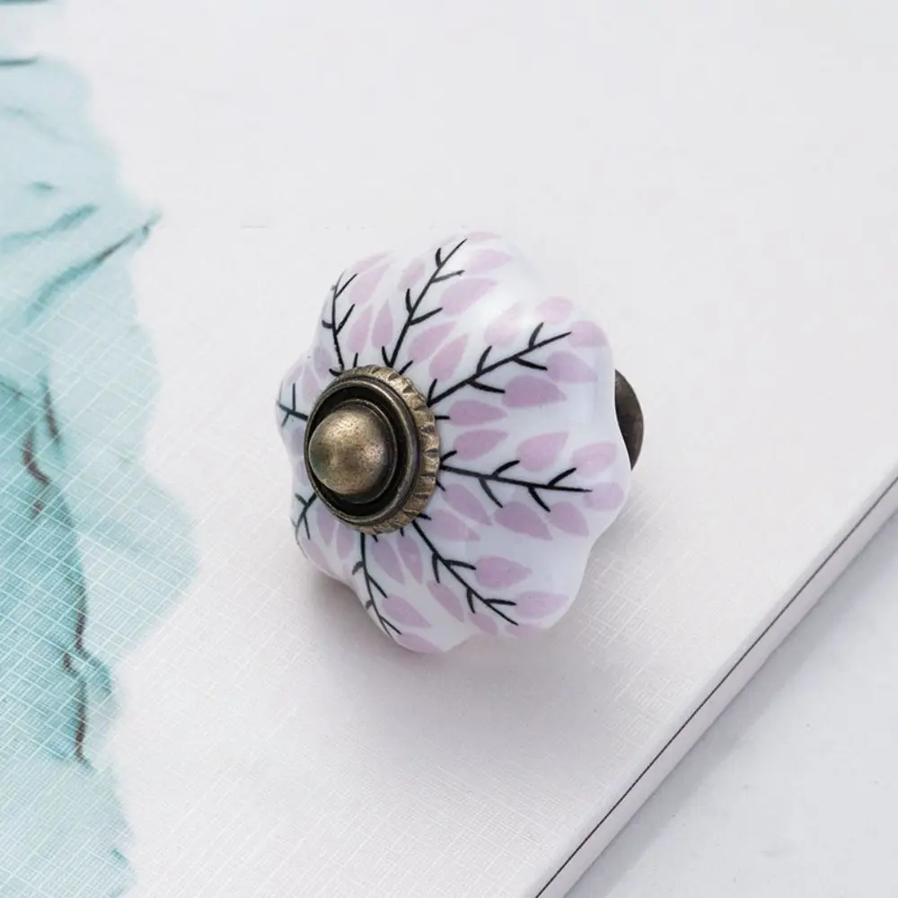 

Ceramics and Alloys Pumpkin Handle Multiple Colors Single Hole Vintage Door Handle Fashion Creative Furniture Knob Furniture