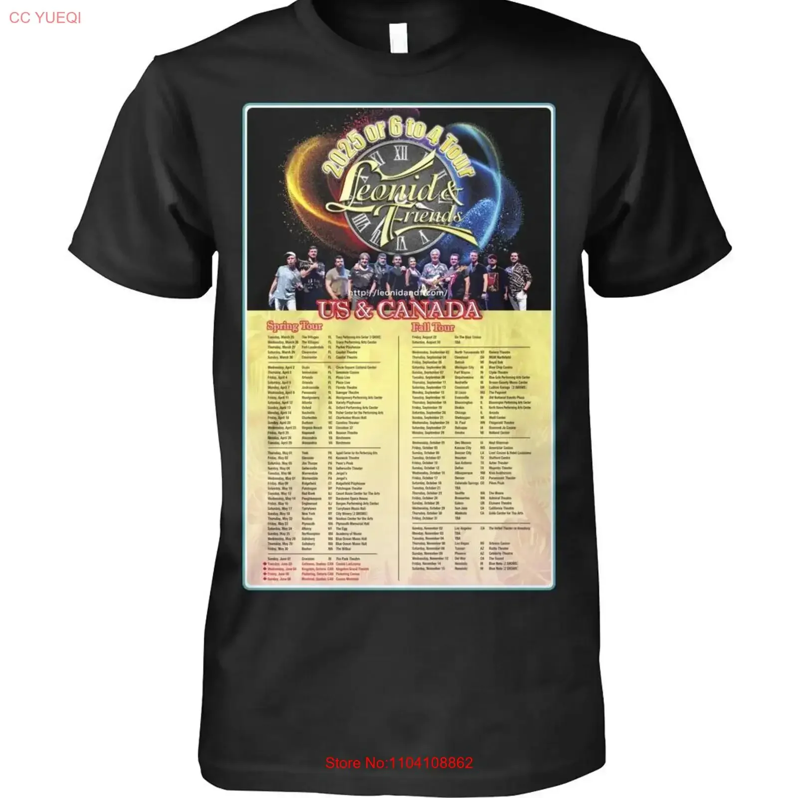 Camiseta Leonid Friends US Fall Tour 2025, estilo vintage, lavada, versátil, transpirable, elegante, con gráfico, elástica, suave, informal para hombre