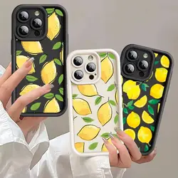 Fresh Lemon Phone Case for iPhone 8 7 12 Pro SE XS Max 11 Pro 14 Plus 13 Mini XR 15ProMax Soft Square Liquid Cover