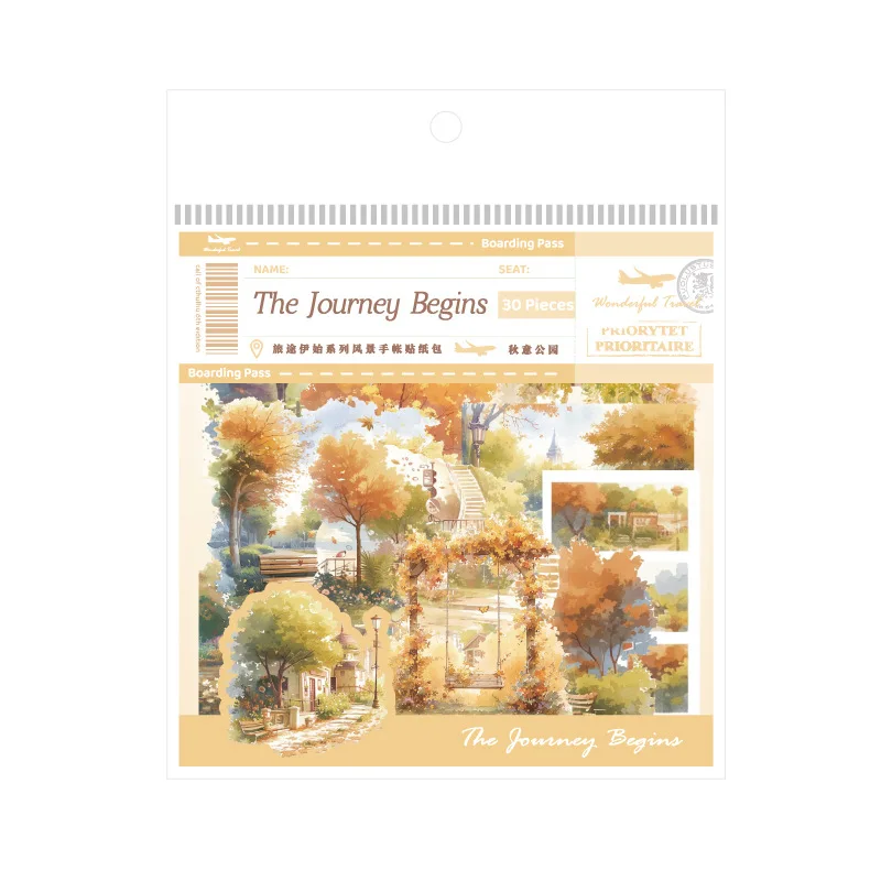 Beginning of Travel Series Vintage Landscaping PET Sticker Creative DIY Journal Material Collage Stationery