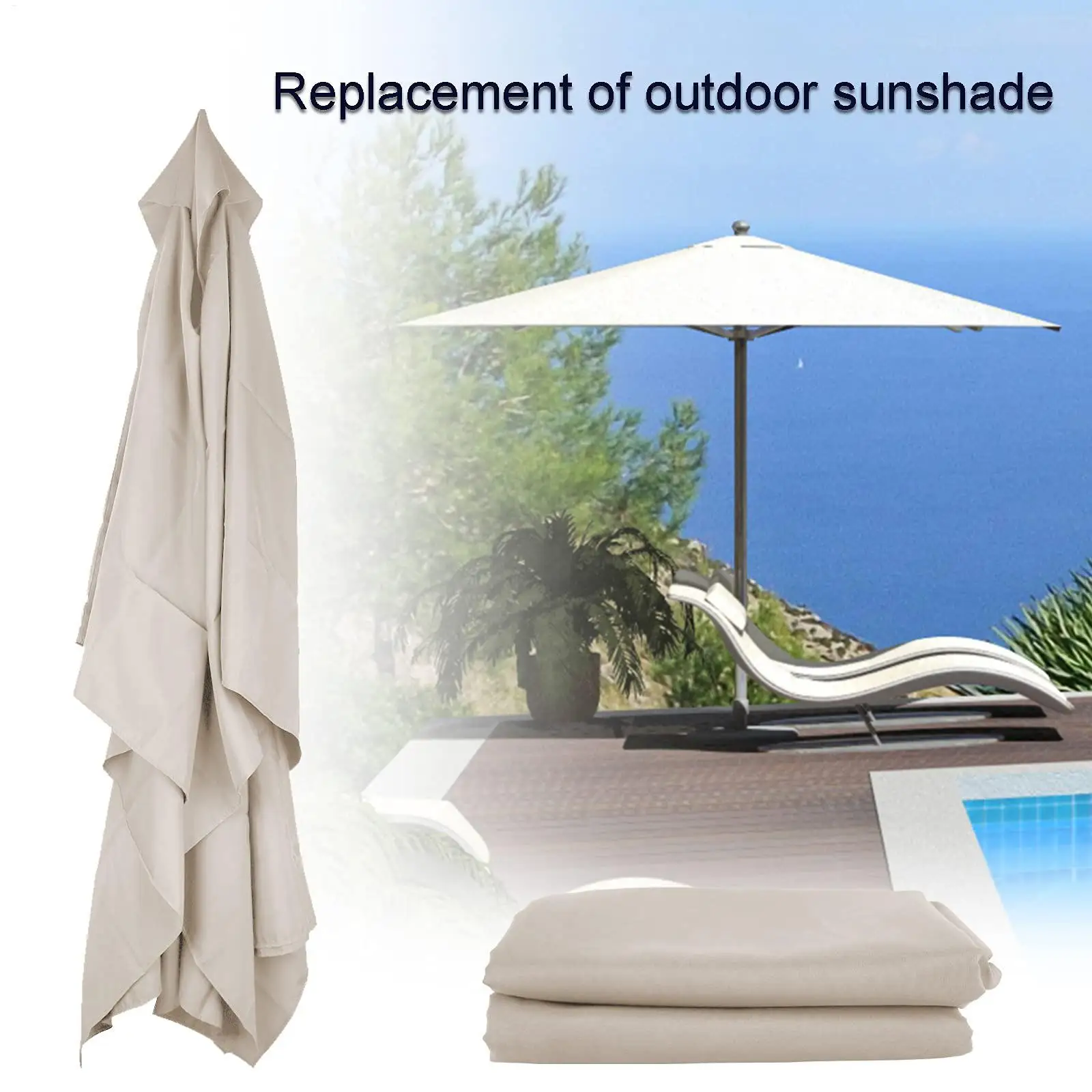 Replacement Umbrella Canopy 200x300cm Rectangular Waterproof Cover Patio Umbrella Fabric Replacement For Outdoor Deck Market Bay