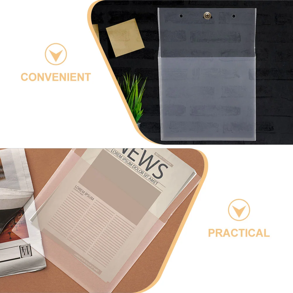 2Pcs WallMounted Holder Plastic Magazine Rack Hanging Wall Bag Transparent Document Stand Office ganizer Storage Solution