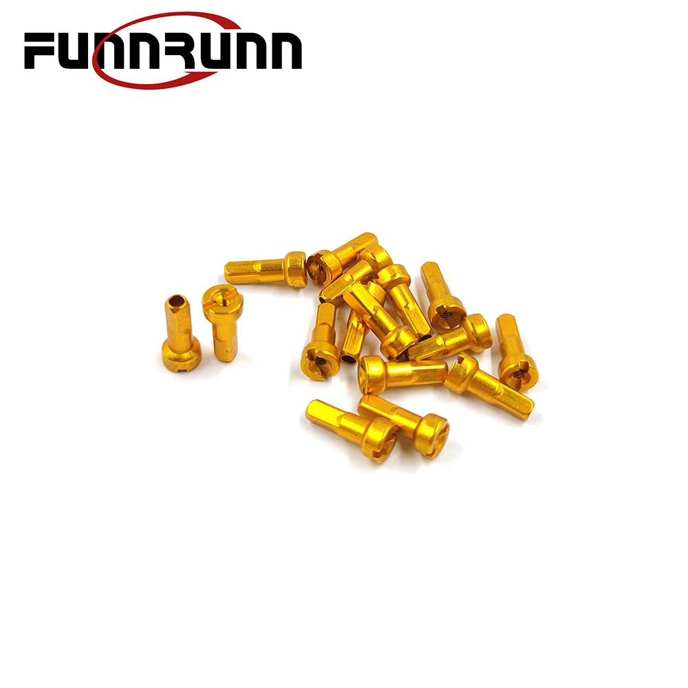 

FUNNRUNN MV Bicycle Nipples Gold Round Head 0.5g/pc 14G Gauge 2.0 14mm High Strength Aluminum Alloy For MTB Road Bike parts