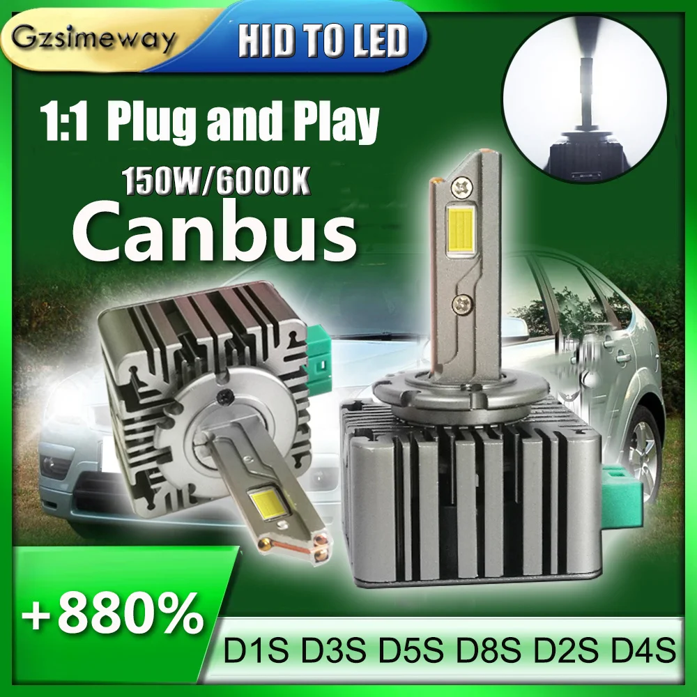 

2PCS 90000LM Auto Lamp D1S D3S LED Headlight HID Canbus D2S D2R D4S D5S D8S D1R D3R Turbo LED Car Light 6000K Bulbs Plug&Play