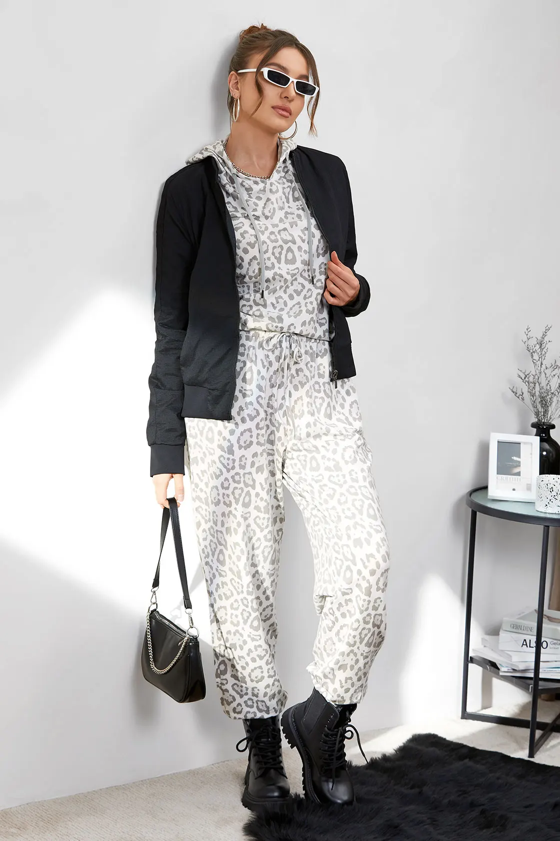 DOBREVA Women's Cotton Pajamas Set Long Sleeve Hoodie With Long Pants Loungewear Tie Dye Kit Loose Plus Size