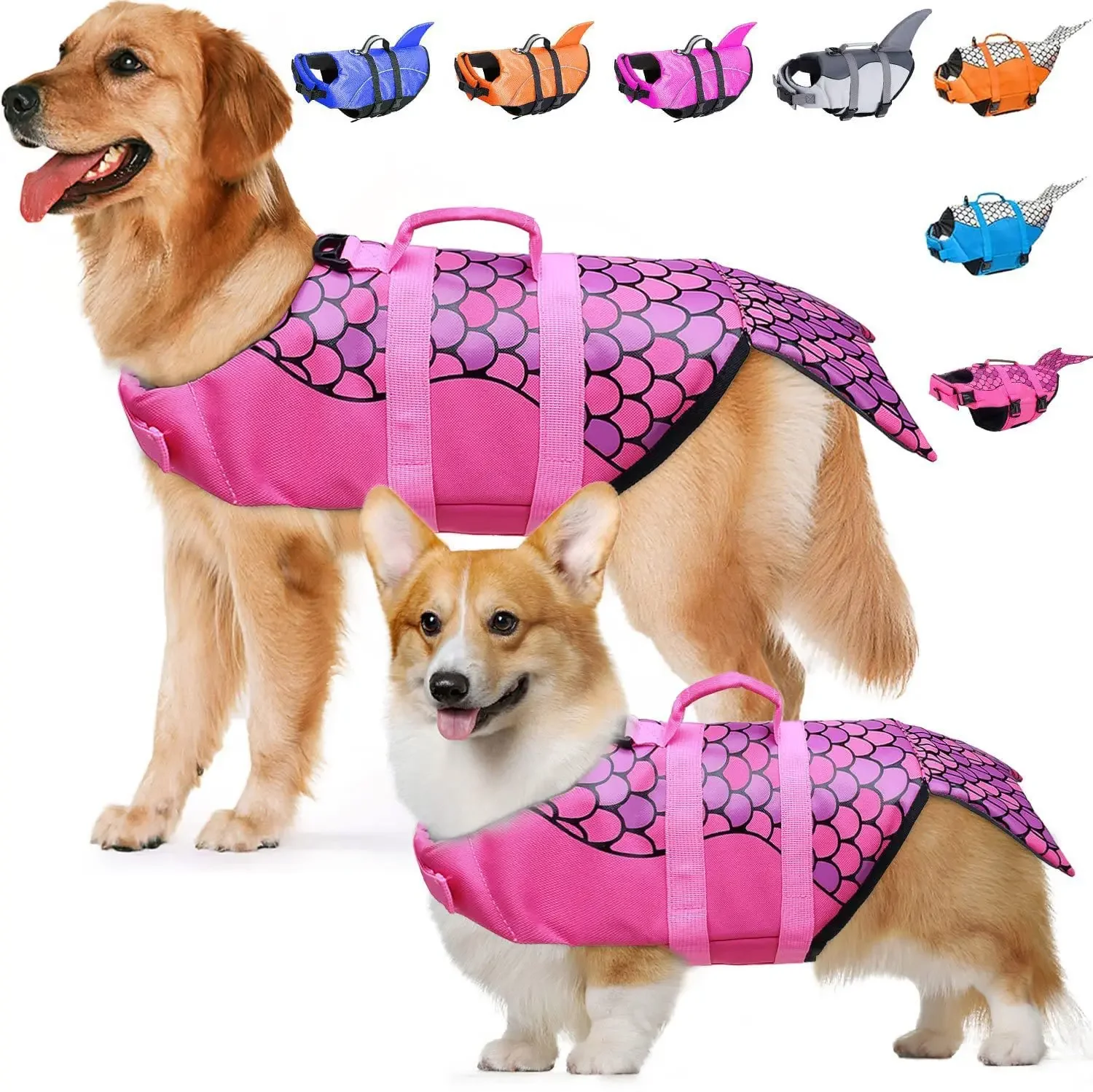 Summer Dog Life Jacket Lifesaver Swimwear Shark Vests with Rescue Handle Pet Dog Safety Swimsuit For Outdoor Pool Beach Boating