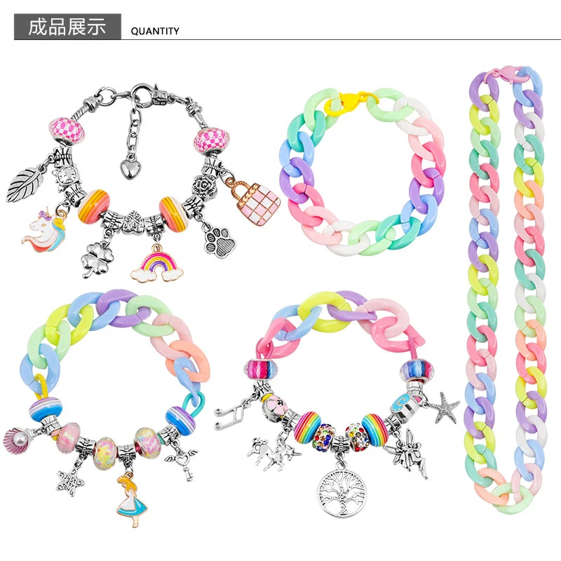 مجموعة أدوات صنع الأساور DIY مجموعة إكسسوارات صنع المجوهرات مع الخرز وسحر القلادة والأساور وسلسلة القلادة للفتيات. #5